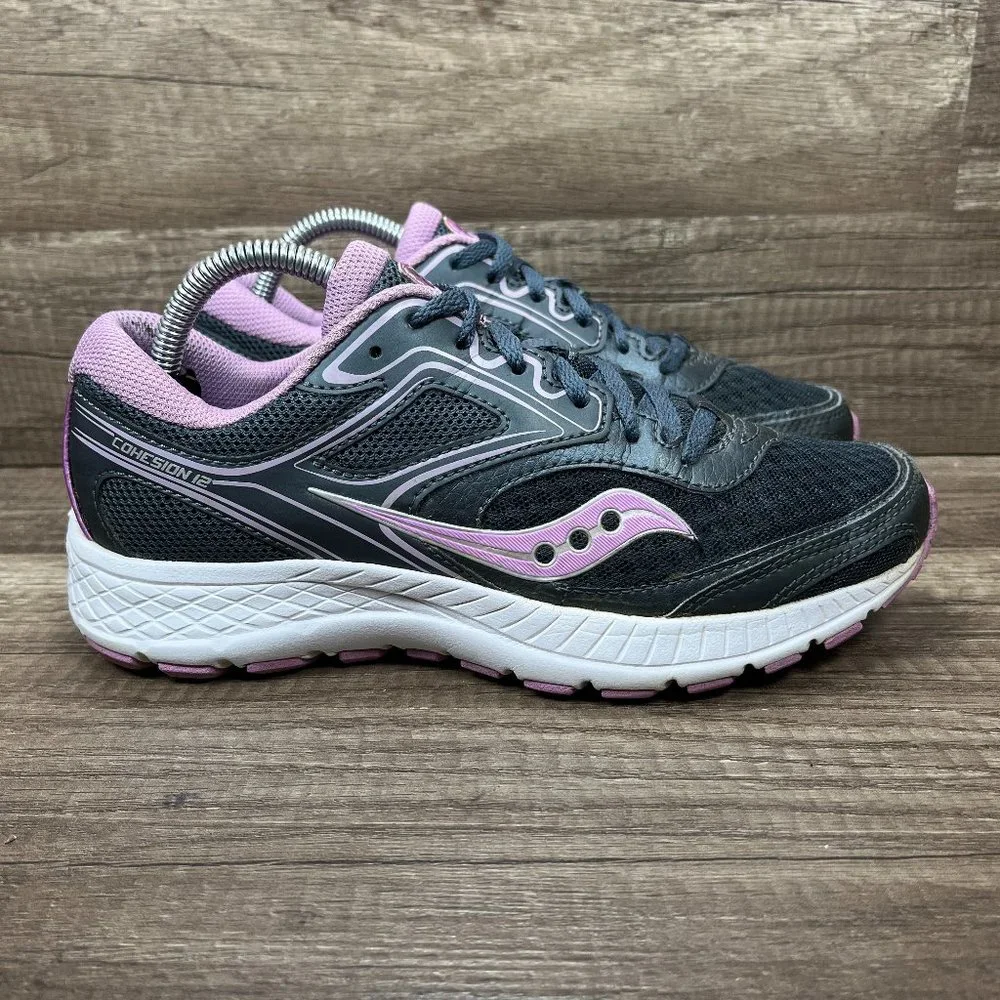 Saucony Cohesion 12 Gray Purple Womens US Size 6 EUR 37 S10471-2 Running Shoes